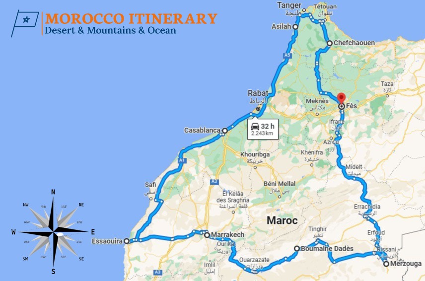 13 Days in Morocco Tour From Tangier itinerary